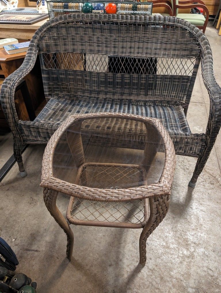 Outdoor patio couch and table