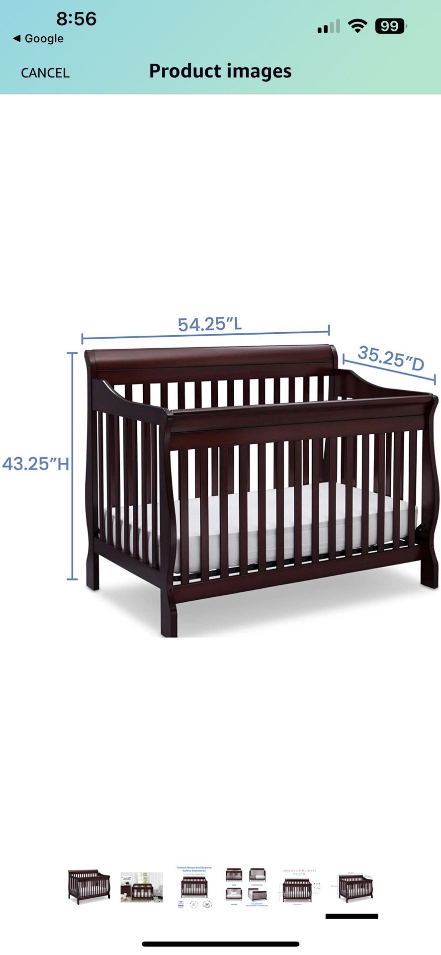 Delta Children Canton 4-in-1 Convertible Crib - Easy to Assemble, Espresso Cherry