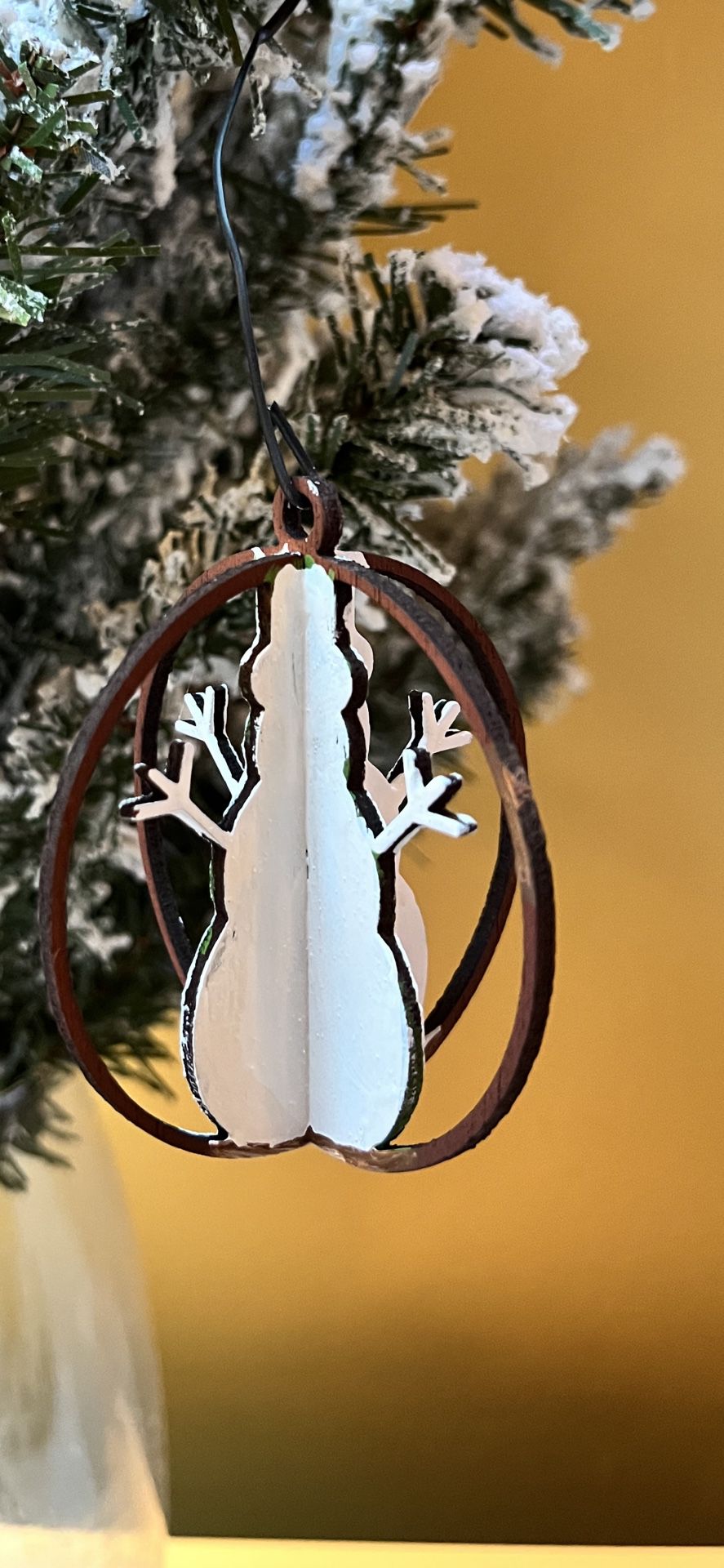 Wooden Christmas Ornament (snowman Design)