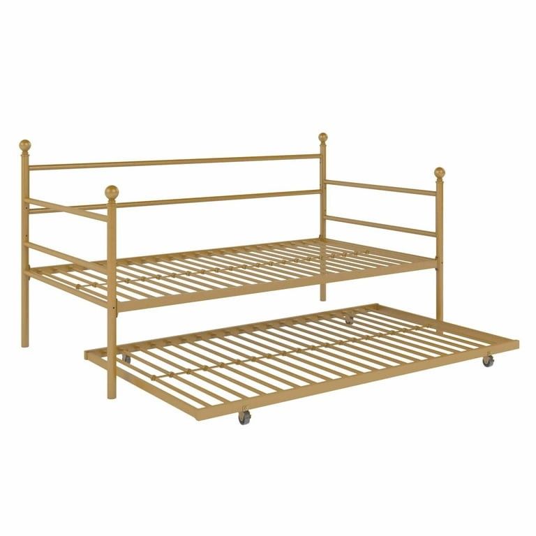 Mainstays Modern Metal Daybed with Trundle, Twin Size Frame, Gold