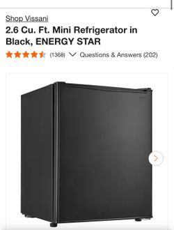Shop Vissani 2.6 Cu. Ft. Mini Refrigerator in Black, ENERGY STAR