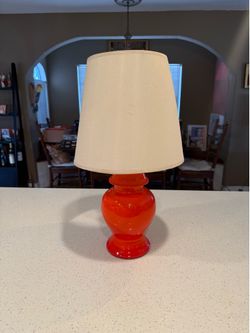 Vintage Mid Century Modern Orange Cased Glass Table Lamp – Ginger Jar Style – 22”