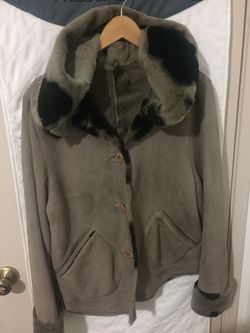 Natural leather jacket made of deer fur, suede