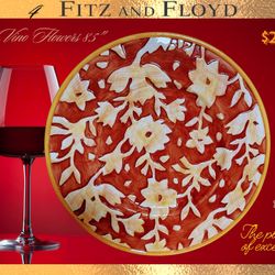 Fitz and Floyd “ Del Vino Flowers” Salad Plates 8.5”.
