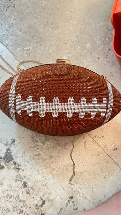 Football-Shaped Rhinestone Clutch Purse