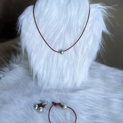 HANDMADE CHOCKER, BRACELET AND EARRINGS