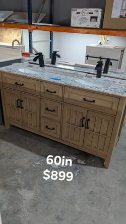 60in Double Bathroom Vanity with Top and Faucets