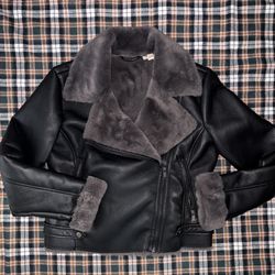 A.N.A A New Approach Faux Leather Biker Jacket with Faux Fur Lining. 