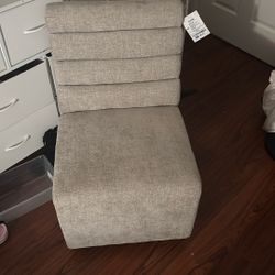 Beige Chair With  Coasters