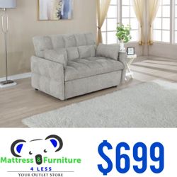 Cotswold Upholstered Convertible Sleeper Sofa Bed Light Grey