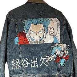 Anime My hero Deku jacket vintage Tommy Hilfiger Jean denim rare 500k stiches     