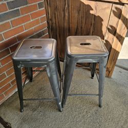 2 Metal Patina Stools