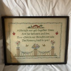 Antique Needle Point Or Needle Work Framed