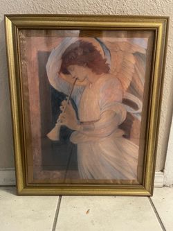 Vintage Angel Painting with Hidden UV Light Message)