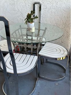 Glass patio outdoor set