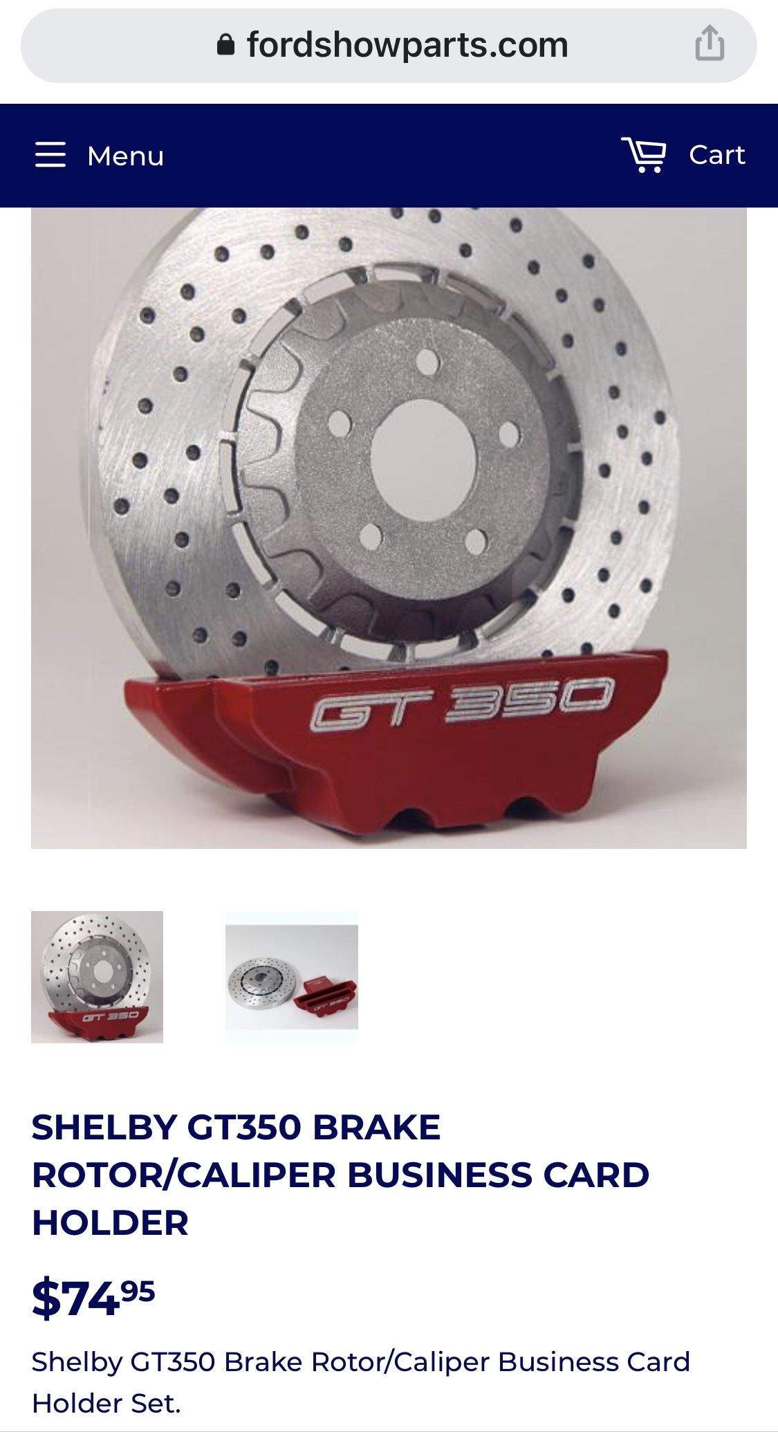 SHELBY GT350 BRAKE ROTOR/CALIPER BUSINESS CARD HOLDER