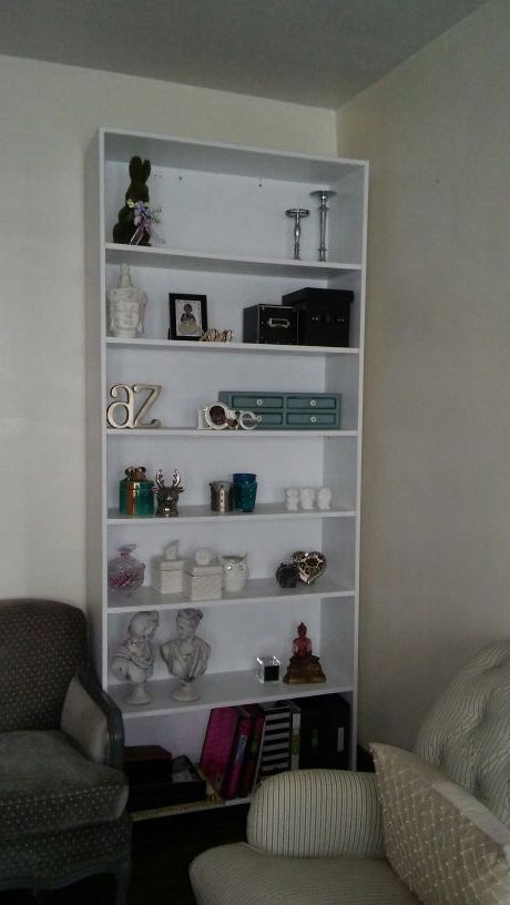 9 ft. White all wood bookcase. Huge