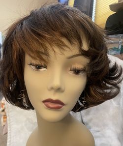 Short Dark Auburn/Brown Non-Flammable Modacrylic Fiber Wig