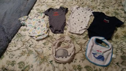 Onesie and 2 bibs for baby boy
