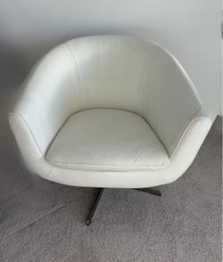 Modern Ivory Faux-Leather Egg-Style Swivel Accent Chairs — $175 for the Pair