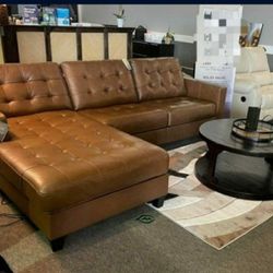 Real Leather RAF Sectional Couch Same Day Delivery