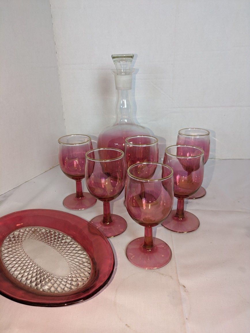 Indiana Glass Decanter Set And Platter