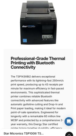 Star Macaronic's TSP100iii Future Print (Bluetooth Receipt Printer)