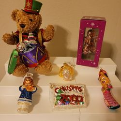 Christopher Radko Vintage Ornament Bundle  With Plush Bear