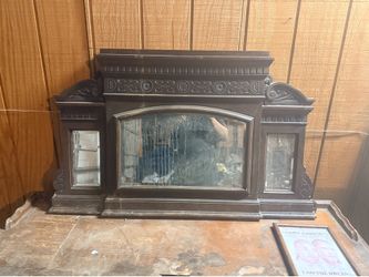 Turn of the century Metal fireplace mantle 1880 to 1900 antique Excellent Condition nothing missing or glass cracked