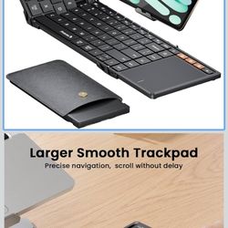 ProtoArc Foldable Keyboard with Touchpad, XK01 TP Folding Portable Keyboard, Full Size Keys, Large Trackpad Bluetooth Travel Keyboards for iPad Laptop