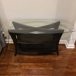 Console Sofa Table - Real Wood And Beveled Glass.
