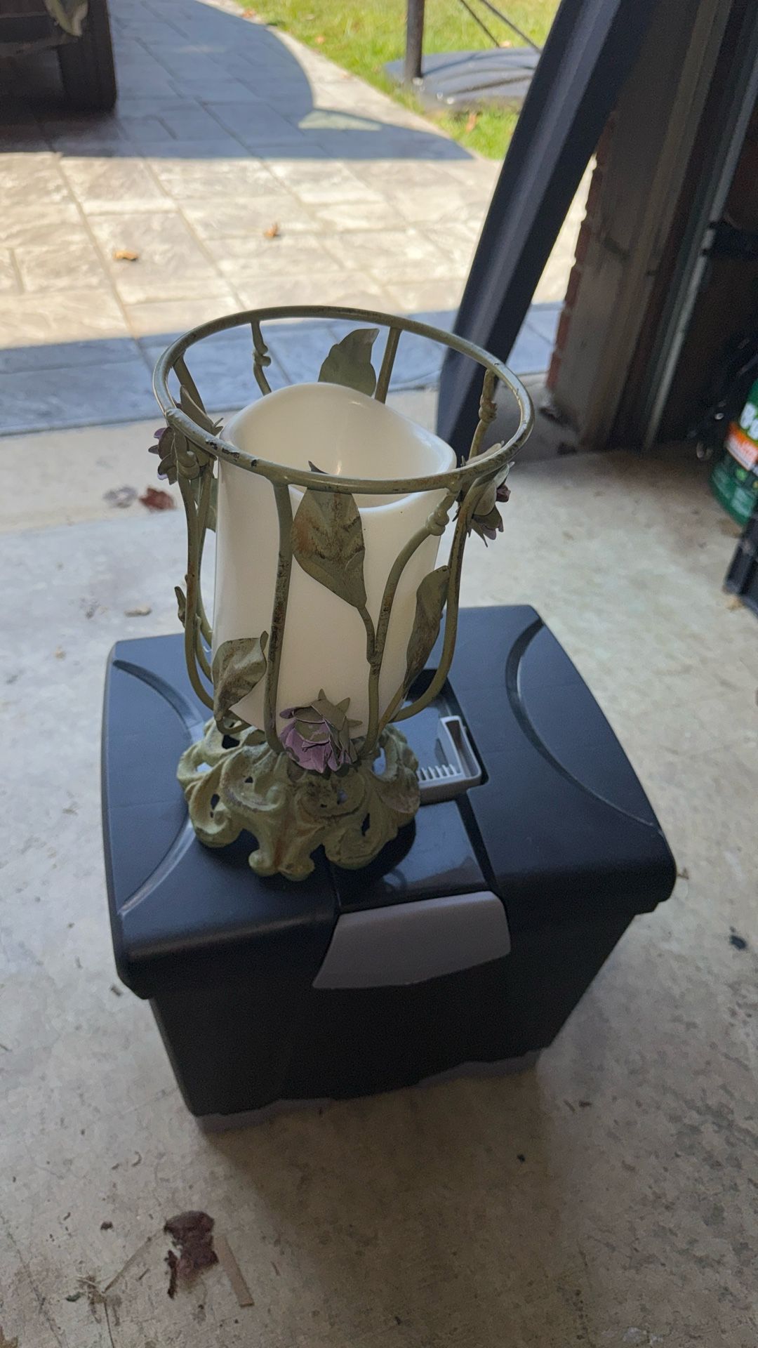 Vintage Candle Holder w/ Faux Working Candle