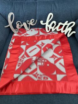 Red and grey football fleece baby blanket