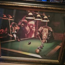 Dog Painting Shooting Pool