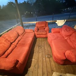 Three Piece Red Couches