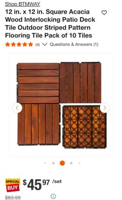 Acacia Wood Deck Tiles