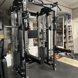 PRO SERIES Ultimate Half Rack Functional Trainer w/Smith Machine Bar | 400lb Stack | Gym Equipment | Fitness | Commercial | Squat Rack