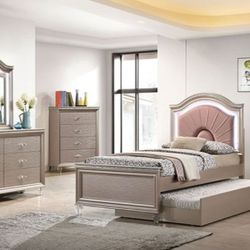 Brand New Pink 4pc Full Size Bedroom Set (Trundle Sold Separately)