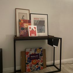 Entry console table with magazine rack hammock