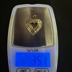 10k Studded Gold Heart Pendant