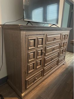 Gray wooden dresser