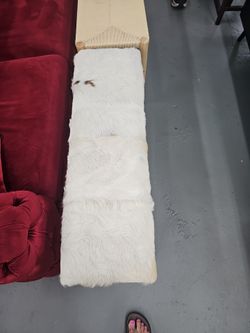 White cow hide Bench with Wood Frame