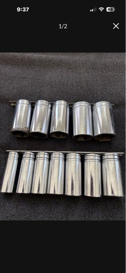 Snap On Tools Deep Sockets Set Chrome - 12 Pieces