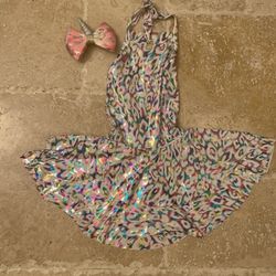 Girls Dress And  Unicorn Headband Size 6-6x 