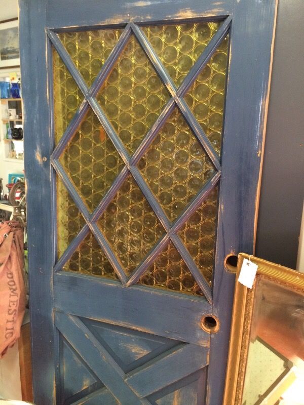 Vintage coke bottle glass door