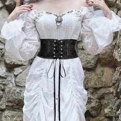 Corset Belt for Women Underbust Boned Lace Up Bustier Waspie Belt Renaissance Steampunk Pirate Corset