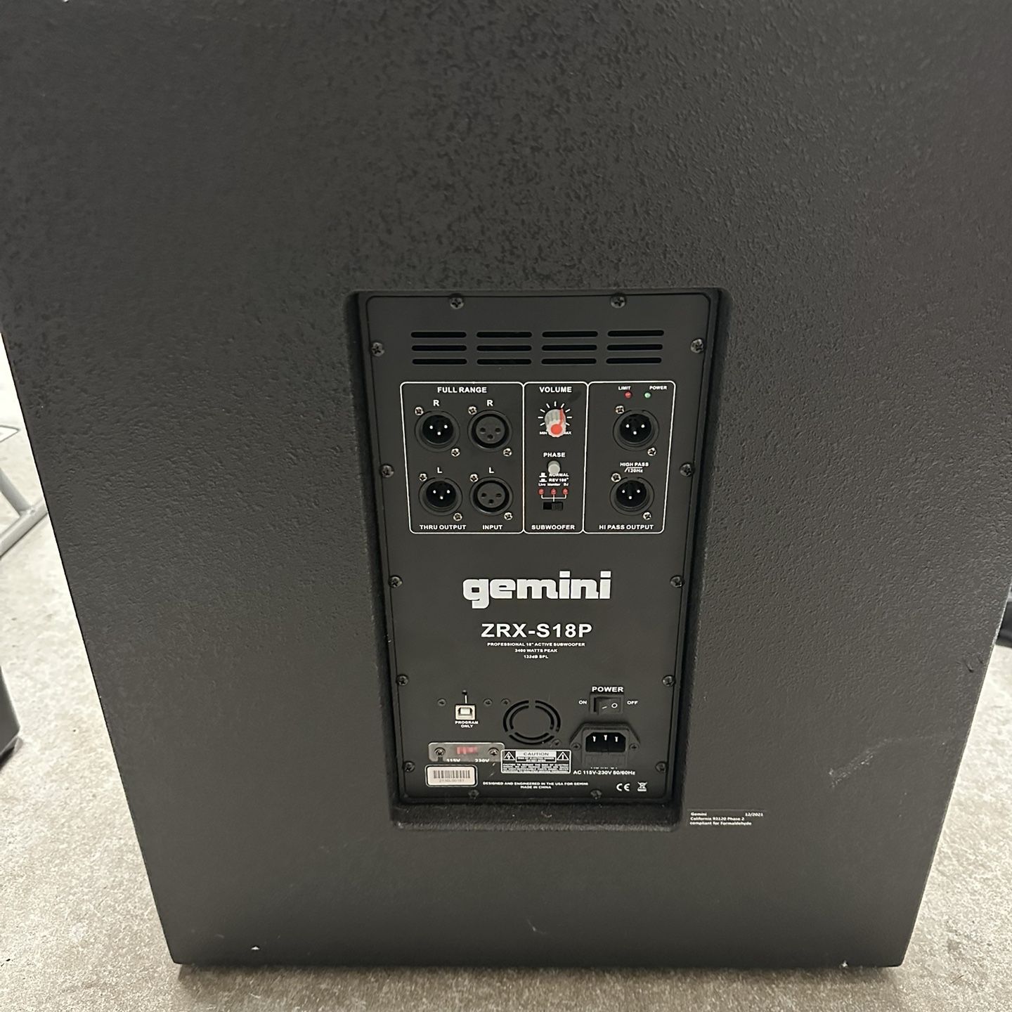 Gemini ZRX-S18P 18” Powered Subwoofer - Loud & Deep Bass (Qty 2