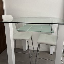Glass dining table + chairs
