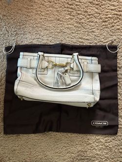 Coach White Leather Handbag with Dust Bag