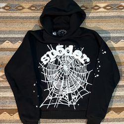 Black Sp5der Hoodie With White Font